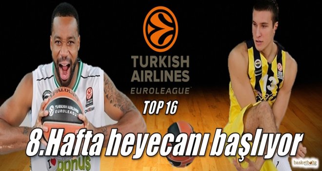 Euroleague Top16'da 8.hafta heyecanı başlıyor