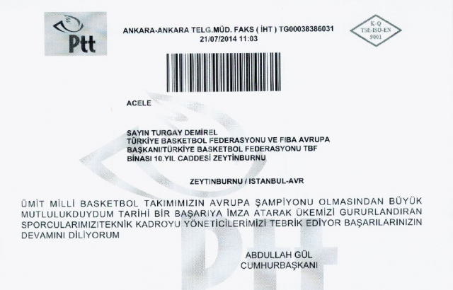 Cumhurbaşkanı Gül'den Ümit Millilerimiz'e tebrik