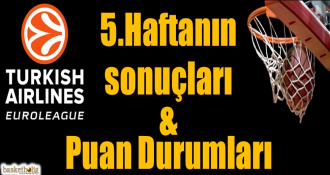 Euroleague 5.hafta sonuçlar ve puan durumu
